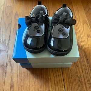 Gracie Black Patent Leather Velcro strap with Bow - Size 5M